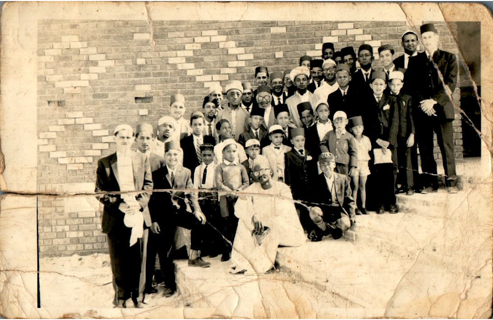Group photo infront of mosque on Eid